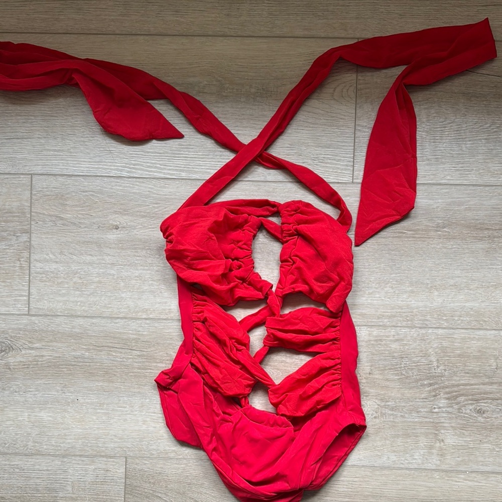 Blue Life Vibrant Red Swimsuit